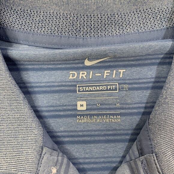 Nike Polo Shirt Mens M Cornflower Candy Blue Dri Fit Vapor Control Stripe Golf - Picture 4 of 10